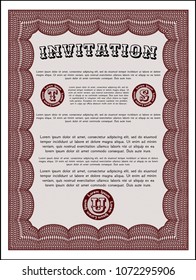 Red Invitation. Lovely design. With linear background. Detailed. 