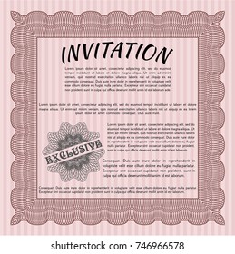 Red Invitation. Lovely design. Vector illustration. Complex background. 