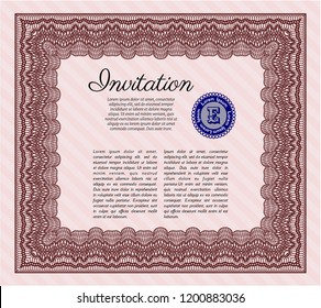 Red Invitation. Modern design. With great quality guilloche pattern. Customizable, Easy to edit and change colors. 