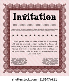 Red Invitation. Money Pattern design. With guilloche pattern and background. Customizable, Easy to edit and change colors. 