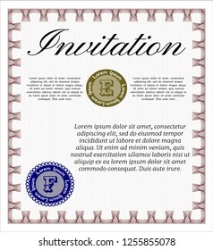 Red Invitation. Money Pattern design. With complex linear background. Detailed. 
