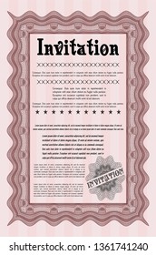 Red Invitation. Money Pattern. With linear background. Customizable, Easy to edit and change colors. 
