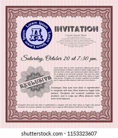 Red Invitation. Money Pattern. Vector illustration. Easy to print. 
