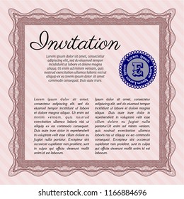 Red Invitation. Money style design. Customizable, Easy to edit and change colors. With linear background. 