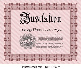 Red Invitation. Money style design. Detailed. With background. 