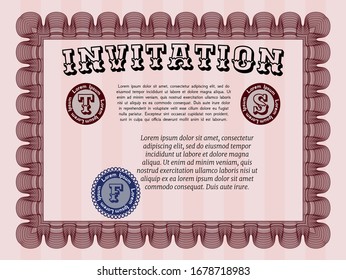 Invitación roja. Buen diseño. Con fondo. Personalizable, Fácil de editar y cambiar de color. 