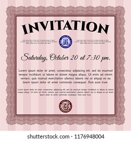 Red Invitation. Nice design. With complex linear background. Customizable, Easy to edit and change colors. 
