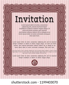 Red Invitation. Printer friendly. Artistry design. Detailed. 