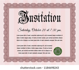 Red Invitation. Printer friendly. Customizable, Easy to edit and change colors. Money style design. 