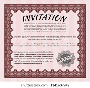 Red Invitation. Printer friendly. Superior design. Vector illustration. 