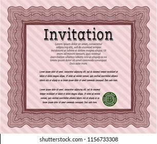Red Invitation. Printer friendly. Superior design. Detailed. 