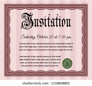 Red Invitation. Printer friendly. Vector illustration. Money design. 