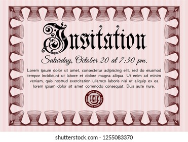 Red Invitation. Printer friendly. Vector illustration. Perfect design. 