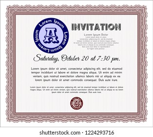 Red Invitation. With quality background. Detailed. Artistry design. 