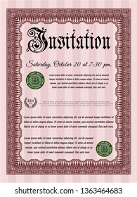 Red Invitation. With quality background. Detailed. Perfect design. 