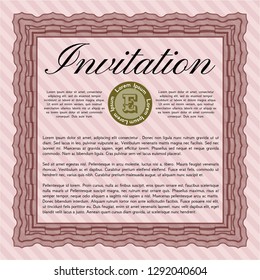 Red Invitation. With quality background. Money Pattern design. Vector illustration. 