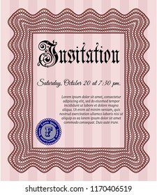 Red Invitation. With quality background. Retro design. Customizable, Easy to edit and change colors. 