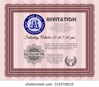 Red Invitation. Retro design. Complex background. Vector illustration. 