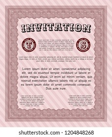 Red Invitation. Retro design. Vector illustration. Complex background. 