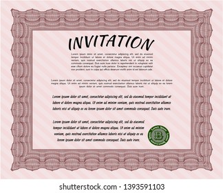 Red Invitation. Sophisticated design. Customizable, Easy to edit and change colors. With complex linear background. 