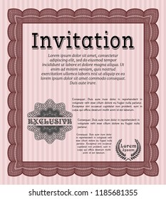 Red Invitation. Sophisticated design. Vector illustration. With quality background. 