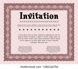 Red Invitation. Sophisticated design. Vector illustration. With complex background. 