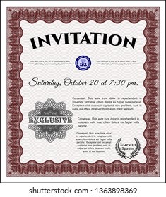 Red Invitation. Superior design. Complex background. Detailed. 