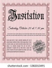 Red Invitation. Superior design. Printer friendly. Detailed. 