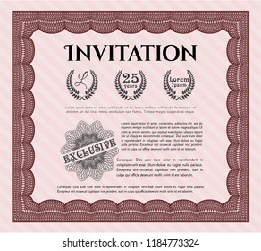 Red Invitation. Superior design. Vector illustration. With background. 