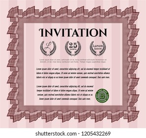 Red Invitation. Superior design. Vector illustration. Complex background. 