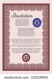 Red Invitation template. Artistry design. Customizable, Easy to edit and change colors. Complex background. 