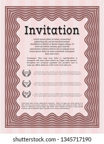 Red Invitation template. Artistry design. Detailed. Easy to print. 