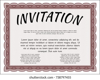 Red Invitation template. Artistry design. Detailed. With quality background. 