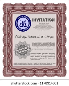 Red Invitation template. With background. Beauty design. Vector illustration. 