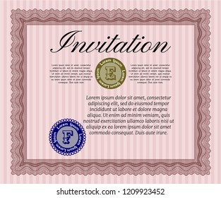 Red Invitation template. With background. Customizable, Easy to edit and change colors. Money design. 