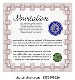 Red Invitation template. With background. Customizable, Easy to edit and change colors. Lovely design. 