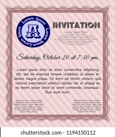 Red Invitation template. With background. Detailed. Good design. 