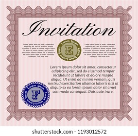 Red Invitation template. With background. Perfect design. Vector illustration. 