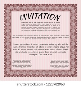 Red Invitation template. Beauty design. Easy to print. Detailed. 
