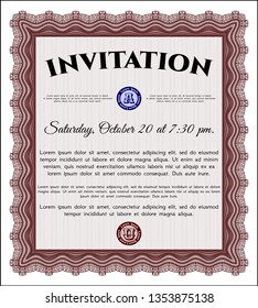 Red Invitation template. Beauty design. Printer friendly. Detailed. 