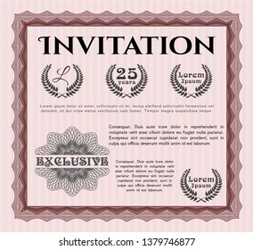 Red Invitation template. Beauty design. Detailed. With complex background. 