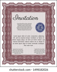 Red Invitation template. Beauty design. Vector illustration. With background. 