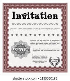 Red Invitation template. Complex background. Detailed. Perfect design. 
