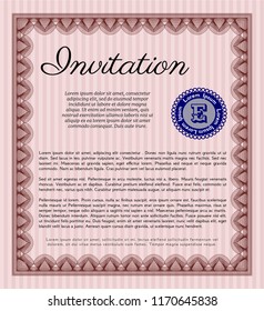 Red Invitation template. Complex background. Vector illustration. Elegant design. 