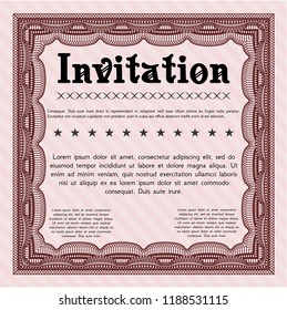 Red Invitation template. Complex background. Vector illustration. Cordial design. 