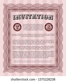 Red Invitation template. Complex background. Excellent design. Vector illustration. 