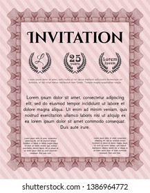 Red Invitation template. With complex background. Money Pattern design. Customizable, Easy to edit and change colors. 