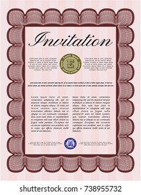 Red Invitation template. With complex background. Money style design. Customizable, Easy to edit and change colors. 