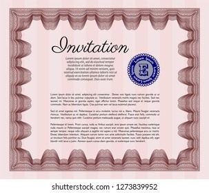 Red Invitation template. With complex linear background. Customizable, Easy to edit and change colors. Modern design. 