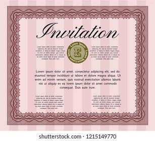 Red Invitation template. Cordial design. Customizable, Easy to edit and change colors. With background. 